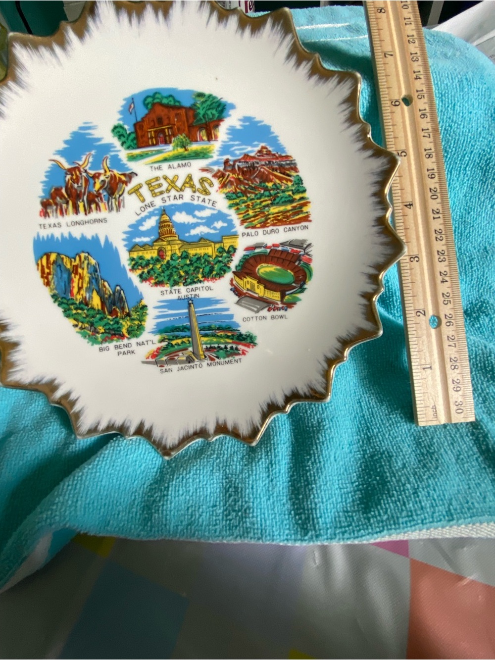Vintage Texas Landmark Souvenir Plate The Alamo,Cotton Bowl, Palo Duro Canyon - Picture 8 of 9